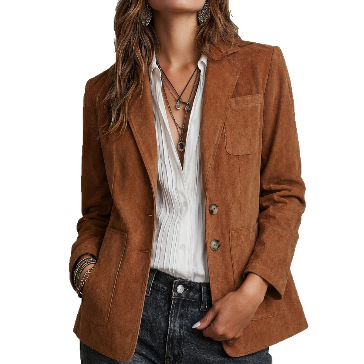 KaleaBoutique Women's Suede-Look Longline Blazer - KaleaBoutique.com