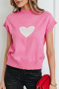 KaleaBoutique Stylish Valentine Heart Graphic Cropped Short Sleeve Sweater - KaleaBoutique.com