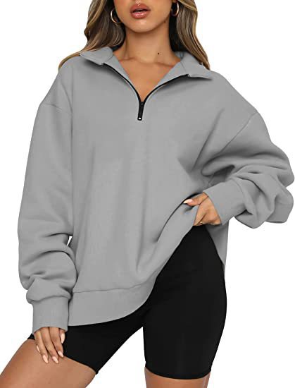 Women's Half-Zip Drop-Shoulder Pullover Sweatshirt - KaleaBoutique.com