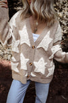 KaleBoutique Stylish Sherpa Star Pattern Textured Sweater Cardigan with Pockets - KaleaBoutique.com