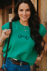 KaleaBoutique Comfortable Horse Bit Embroidered Loose Short Sleeve Sweater - KaleaBoutique.com