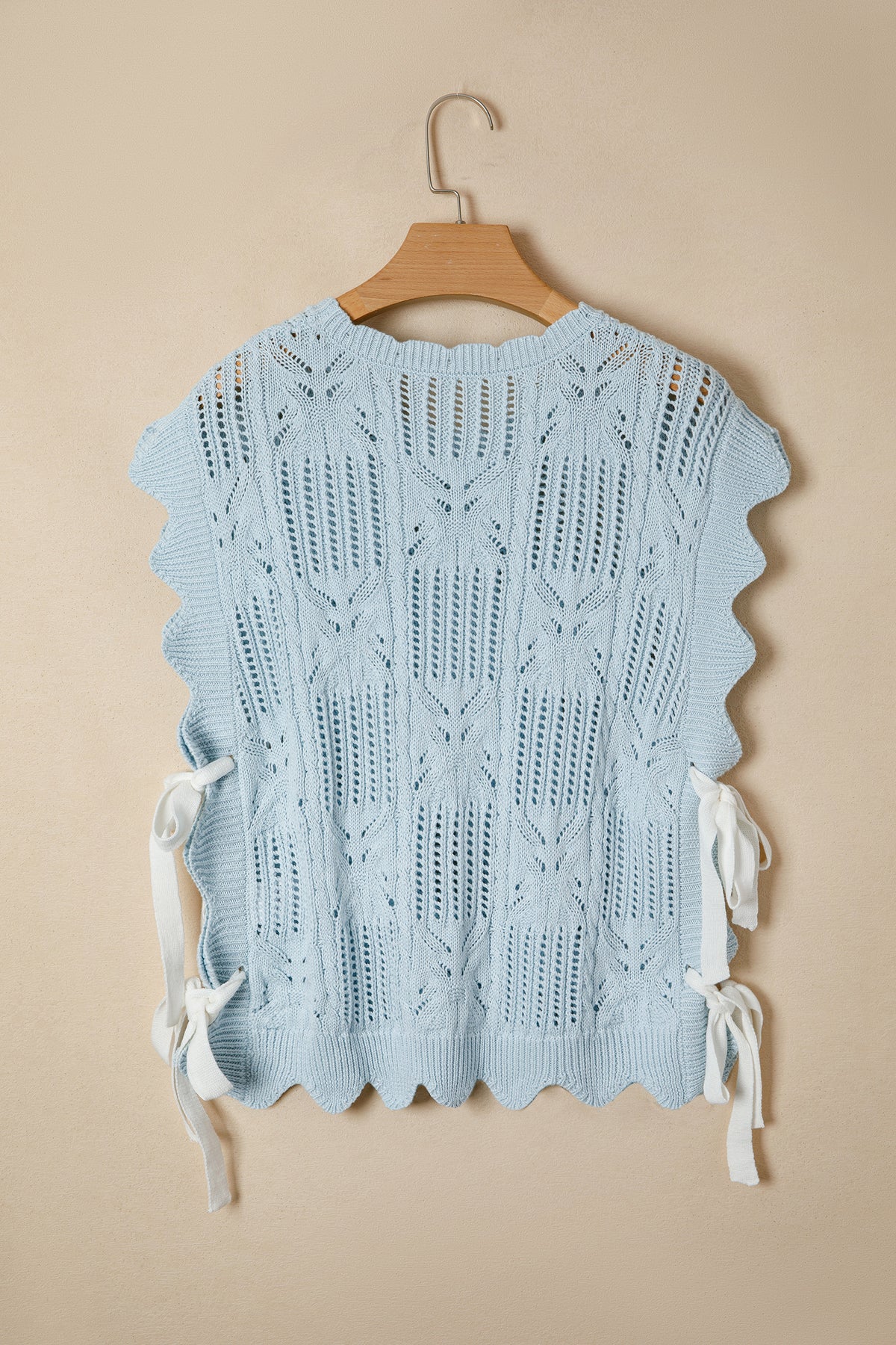 KaleaBoutique Stylish Pointelle Knit Patterned Scalloped Trim Short Sleeve Sweater - KaleaBoutique.com