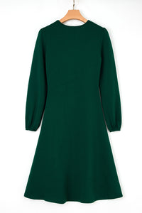 Solid Color Ruched Detail Long Sleeve Midi Dress - KaleaBoutique.com