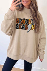 Apricot Sequin Spooky Season Halloween Sweatshirt - KaleaBoutique.com