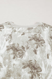 KaleaBoutique Stylish Leafy Camo Print Exposed Seam Patchwork Baggy Slit Sweatshirt - KaleaBoutique.com