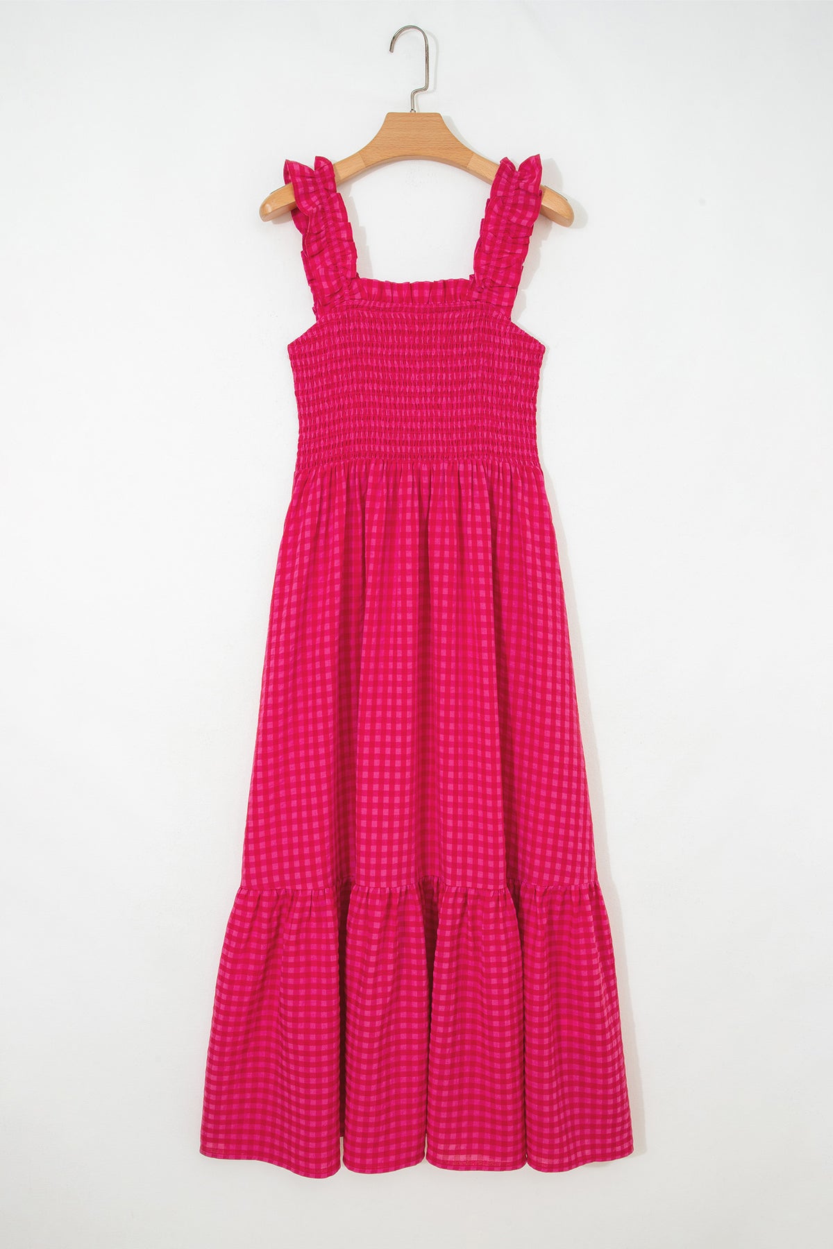 KaleaBoutique Comfortable Plaid Square Neck Fit-and-flared Vacation Sundress - KaleaBoutique.com