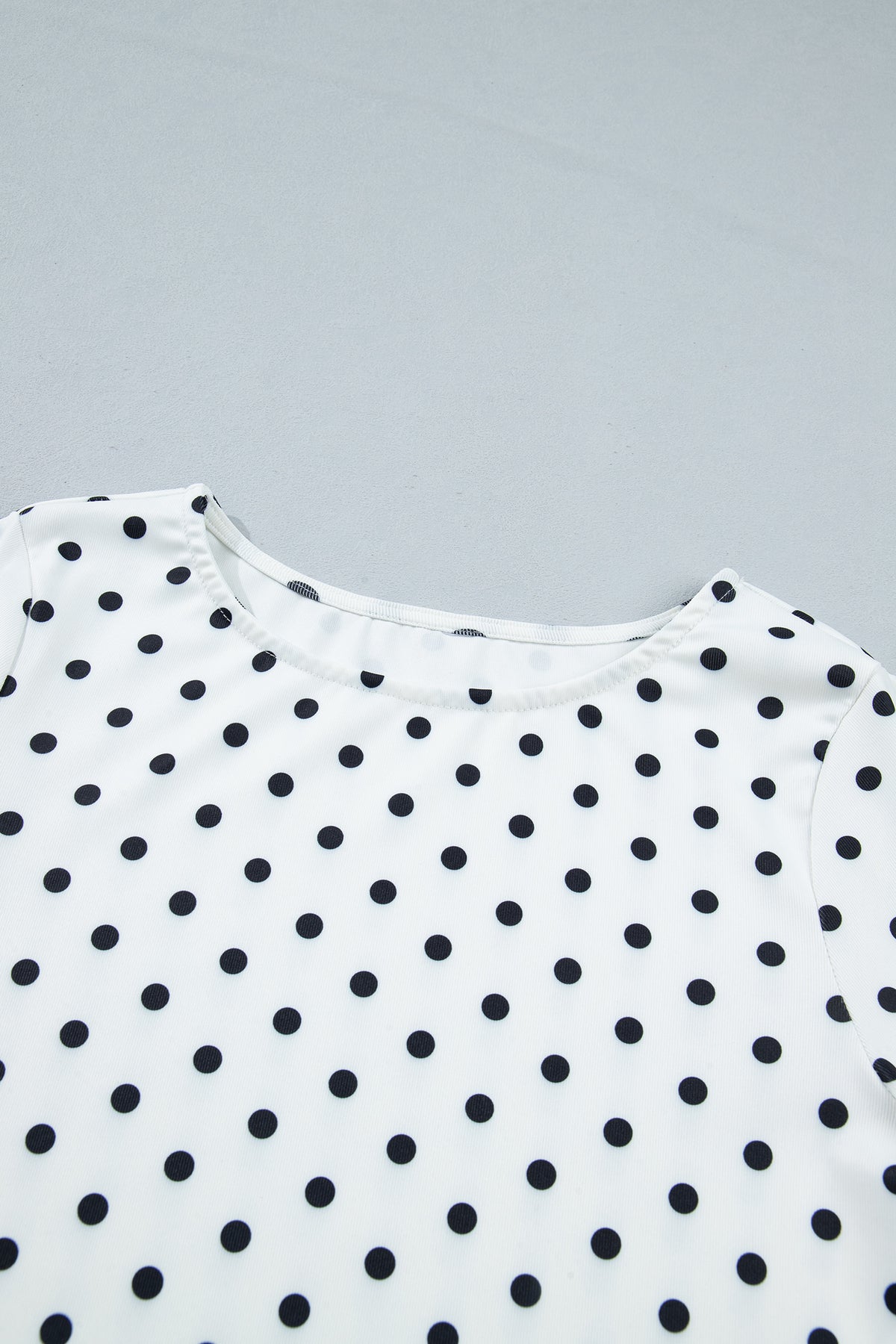 KaleaBoutique Stylish Polka Dot Print Lettuce Trim Long Sleeve Top - KaleaBoutique.com