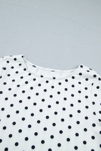 KaleaBoutique Stylish Polka Dot Print Lettuce Trim Long Sleeve Top - KaleaBoutique.com