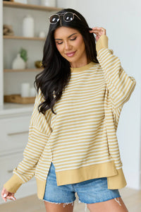KaleaBoutique Stylish Textured Knit Color Block Trim Split Hem Long Sleeve Top - KaleaBoutique.com
