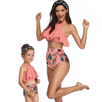 Women's and Girls' Matching Ruffle-Halter High-Waisted Bikini Sets - KaleaBoutique.com
