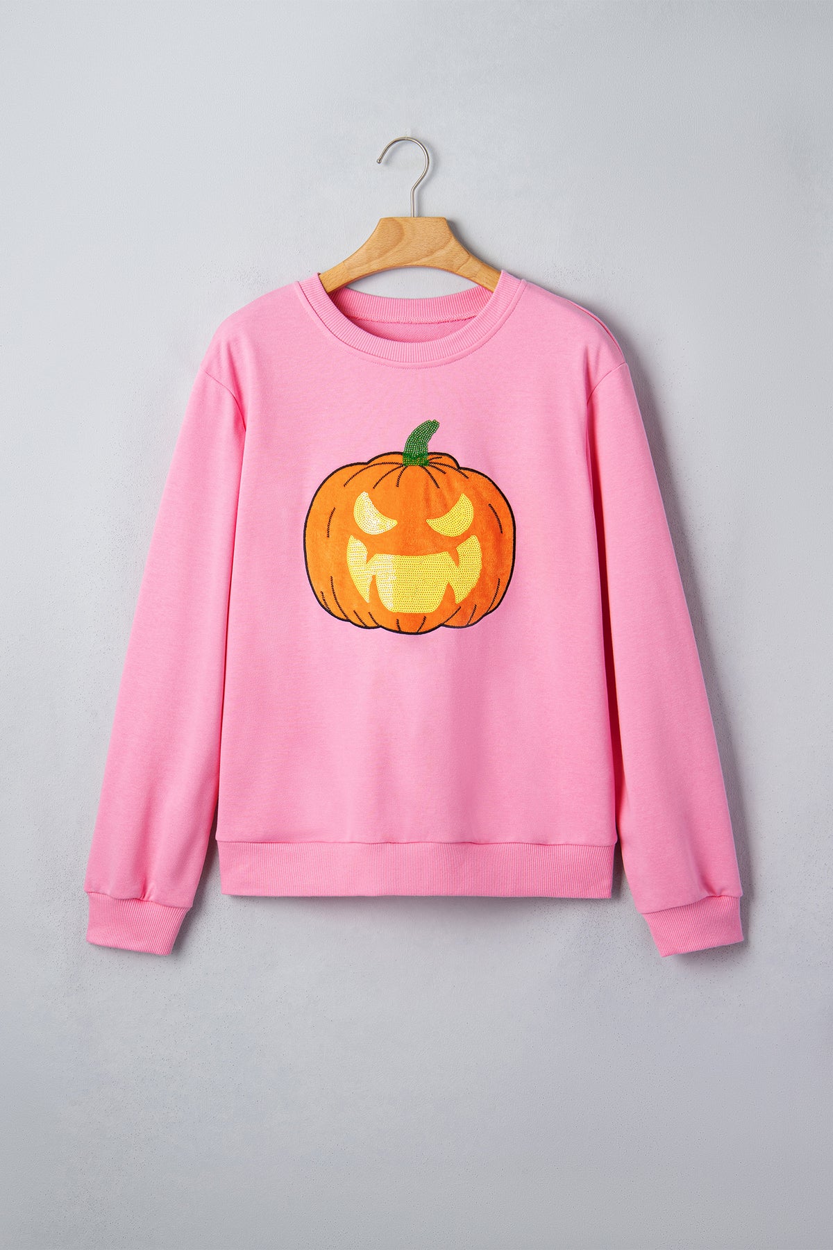 KaleaBoutique Stylish Embroidered Pumpkin Face Long Sleeve Round Neck Sweatshirt - KaleaBoutique.com