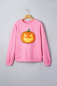 KaleaBoutique Stylish Embroidered Pumpkin Face Long Sleeve Round Neck Sweatshirt - KaleaBoutique.com