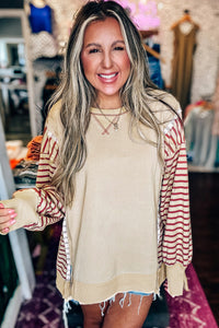 Sleeve Patchwork Casual Knit Top - KaleaBoutique.com