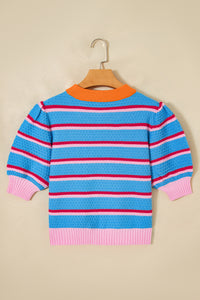 KaleaBoutique Comfortable Colorblock Trim Half Sleeve Sweater Top - KaleaBoutique.com