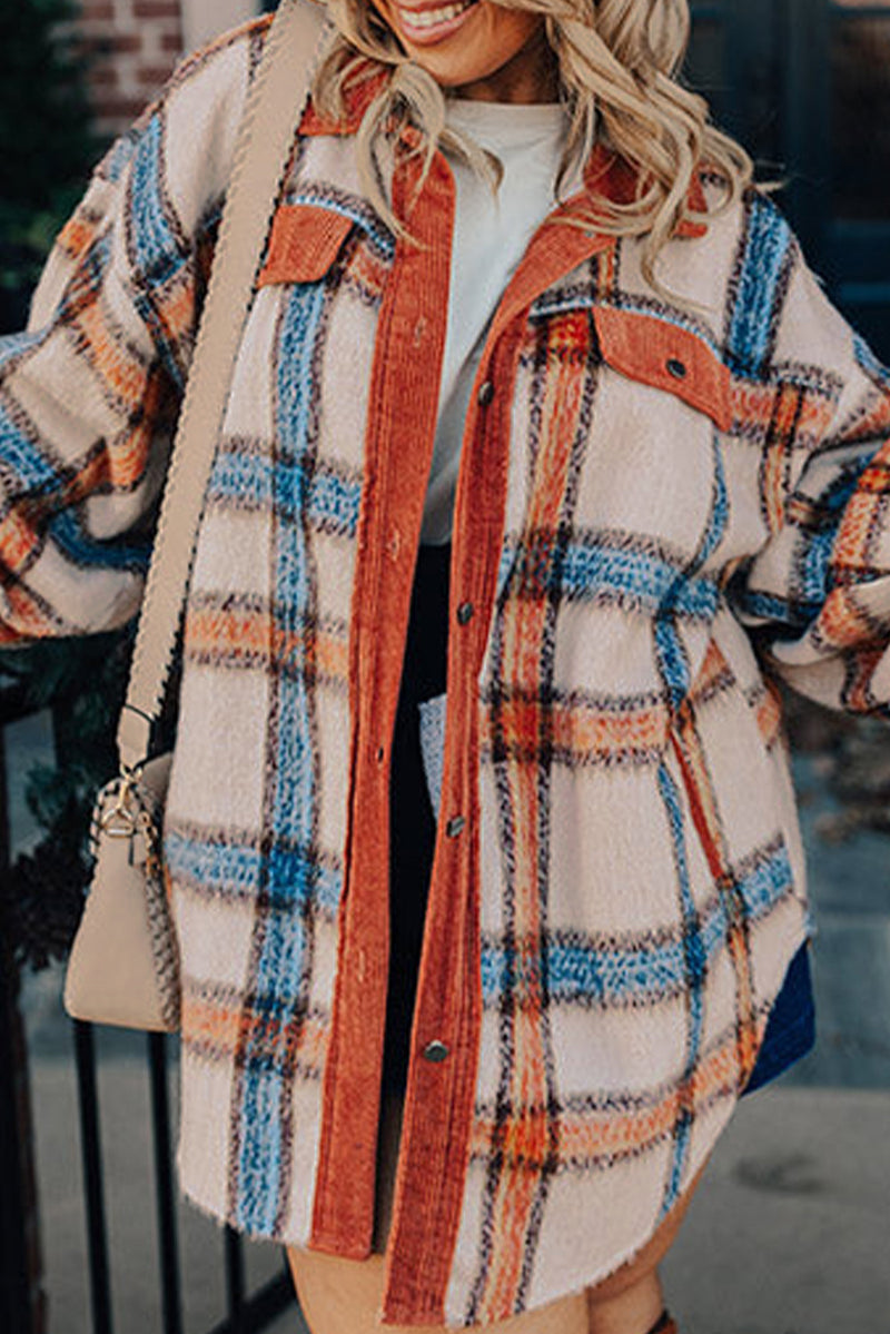 KaleaBoutique Plus Size Plaid Print Collared Buttoned Jacket - KaleaBoutique.com