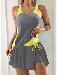 Women's Scoop-Neck Swim Top and Printed Skort 2 PC Tankini Set - KaleaBoutique.com
