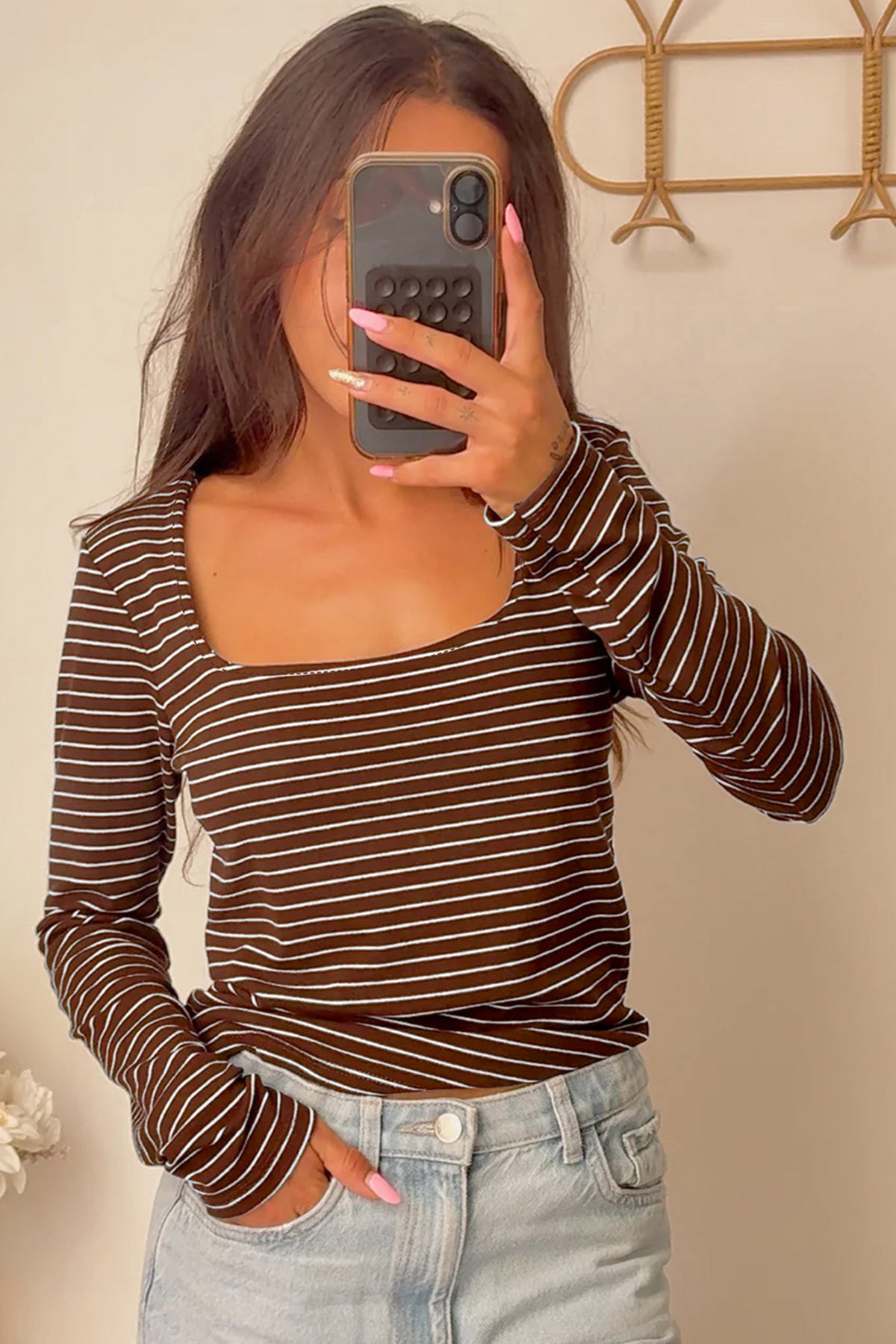 KaleaBoutique Classic Stylish Square Neck Long Sleeve Top - KaleaBoutique.com