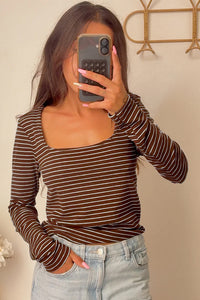 KaleaBoutique Classic Stylish Square Neck Long Sleeve Top - KaleaBoutique.com
