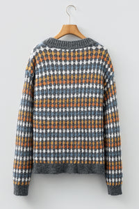 KaleaBoutique Stylish Dotty Pattern Knit Button Front V Neck Sweater Cardigan - KaleaBoutique.com