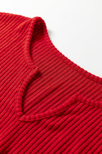 KaleaBoutique Comfortable Ribbed Notched Neck Knit Long Sleeve Leggings Two Pieces Lounge Set - KaleaBoutique.com