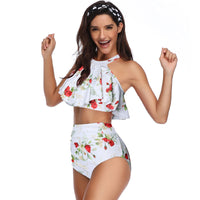 Women's and Girls' Matching Ruffle-Halter High-Waisted Bikini Sets - KaleaBoutique.com