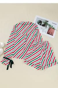 KaleaBoutique Comfortable Contrast Velvet Ribbon Knot Christmas 2pcs Pajama Set - KaleaBoutique.com