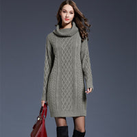 Women's Cable-Knit Turtleneck Sweater Dress - KaleaBoutique.com