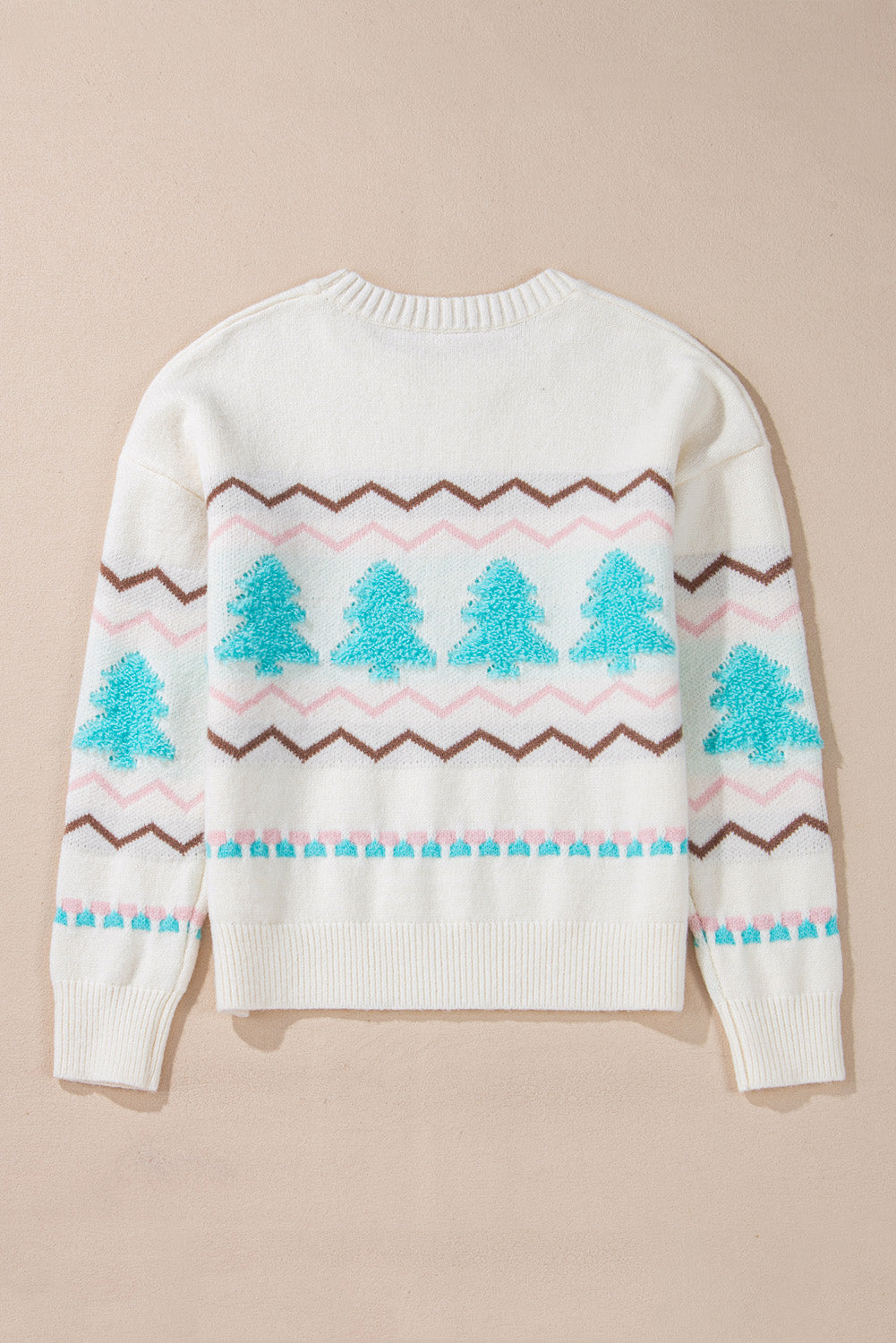 KaleaBoutique Stylish Striped Christmas Tree Ribbed Trim Drop Shoulder Sweater - KaleaBoutique.com