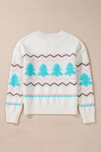 KaleaBoutique Stylish Striped Christmas Tree Ribbed Trim Drop Shoulder Sweater - KaleaBoutique.com
