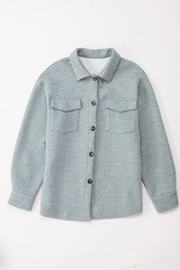 Retro Quilted Flap Pocket Button Shacket - KaleaBoutique.com