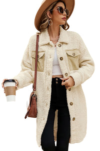KaleaBoutique Stylish Contrast Flap Pocket Single Breasted Teddy Coat - KaleaBoutique.com