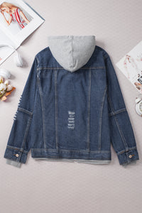 KaleaBoutique Classic Fake Two-Piece Hooded Zip-Up Denim Jacket - KaleaBoutique.com