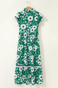 KaleaBoutique Stylish V Neck Ruffled Short Sleeve Flower Maxi Dress - KaleaBoutique.com