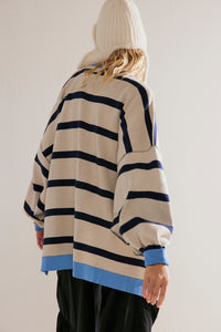 Colorblock Drop Shoulder Buttoned Loose Cardigan - KaleaBoutique.com