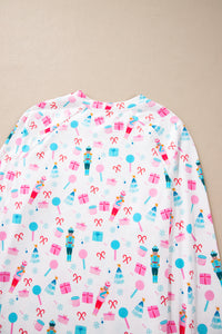 KaleaBoutique Stylish Christmas Pattern Long Sleeve Top and Wide Leg Pants Set - KaleaBoutique.com