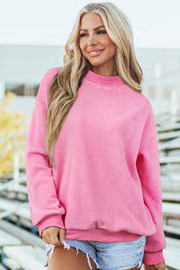 Oversize Drop Shoulder Reversible Mock Neck Sweatshirt - KaleaBoutique.com