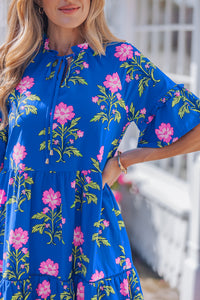 KaleaBoutique Comfortable V Neck Short Sleeve Loose Flower Dress - KaleaBoutique.com