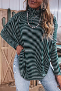 KaleaBoutique Comfortable High Neck Dropped Shoulder Long Sleeve Casual Top - KaleaBoutique.com
