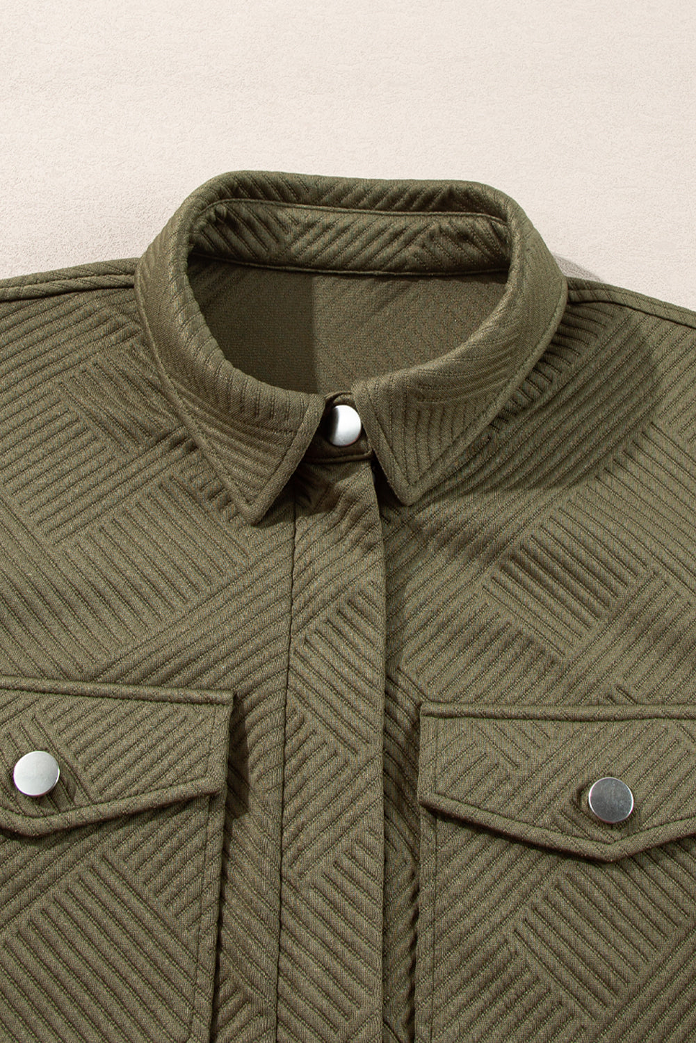 Solid Color Zip Up Button Flap Pocket Shirt Collar Jackets - KaleaBoutique.com