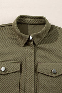 Solid Color Zip Up Button Flap Pocket Shirt Collar Jackets - KaleaBoutique.com