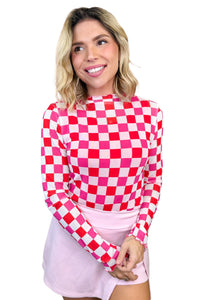 KaleaBoutique Stylish Plaid Mesh Sheer Long Sleeve Top - KaleaBoutique.com