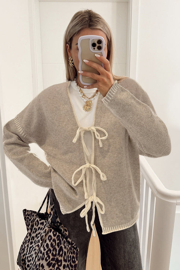 KaleaBoutique Comfortable Tied Front Drop Shoulder Chunky Casual Cardigan - KaleaBoutique.com