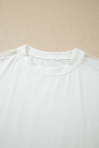 KaleaBoutique Stylish Lace Patchwork Round Neck Long Sleeve Top - KaleaBoutique.com