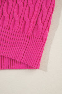 KaleaBoutique Solid Cable Knit High Neck Drop Shoulder Sweater - KaleaBoutique.com