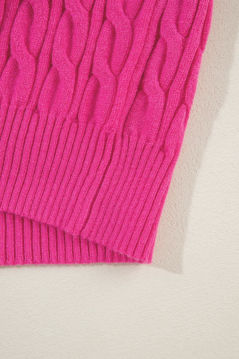 KaleaBoutique Solid Cable Knit High Neck Drop Shoulder Sweater - KaleaBoutique.com