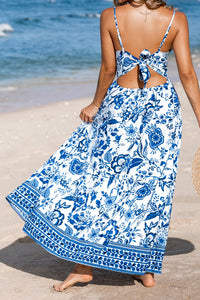 KaleaBoutique Stylish Twisted Bust Spaghetti Straps Backless Floral Maxi Dress - KaleaBoutique.com