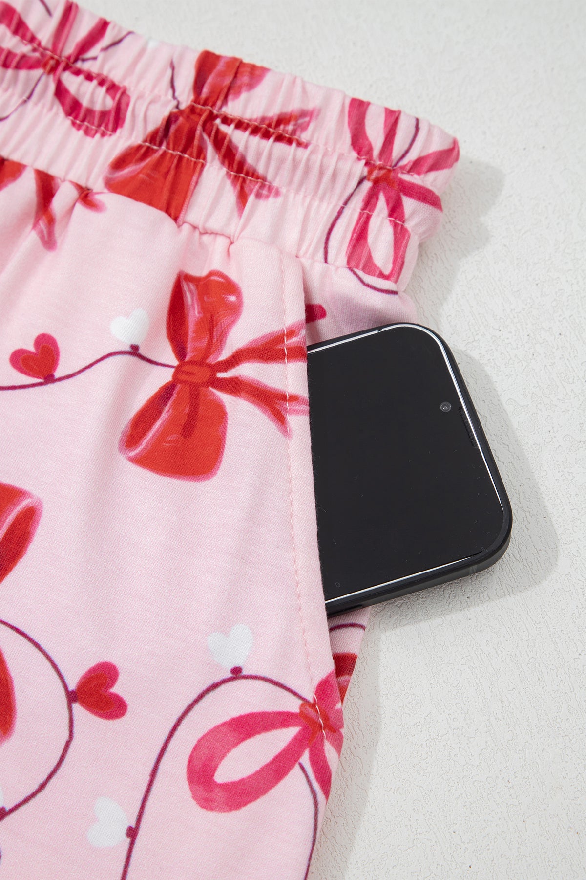 KaleaBoutique Stylish Romantic Bow Print Loose Tee Drawstring Shorts 2pcs Lounge Set - KaleaBoutique.com