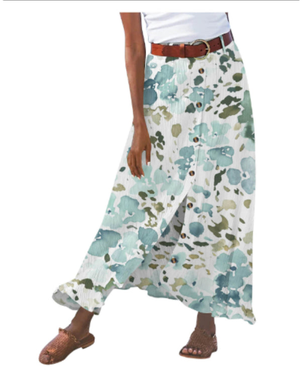 Women's Fashion Cotton Linen A-Line Hip Mid Waist Long Skirt - KaleaBoutique.com