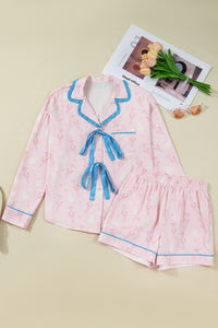 KaleaBoutique Stylish Bow Tie Front Christmas Nutcracker Long Sleeve Shirt Shorts Pajama Set - KaleaBoutique.com