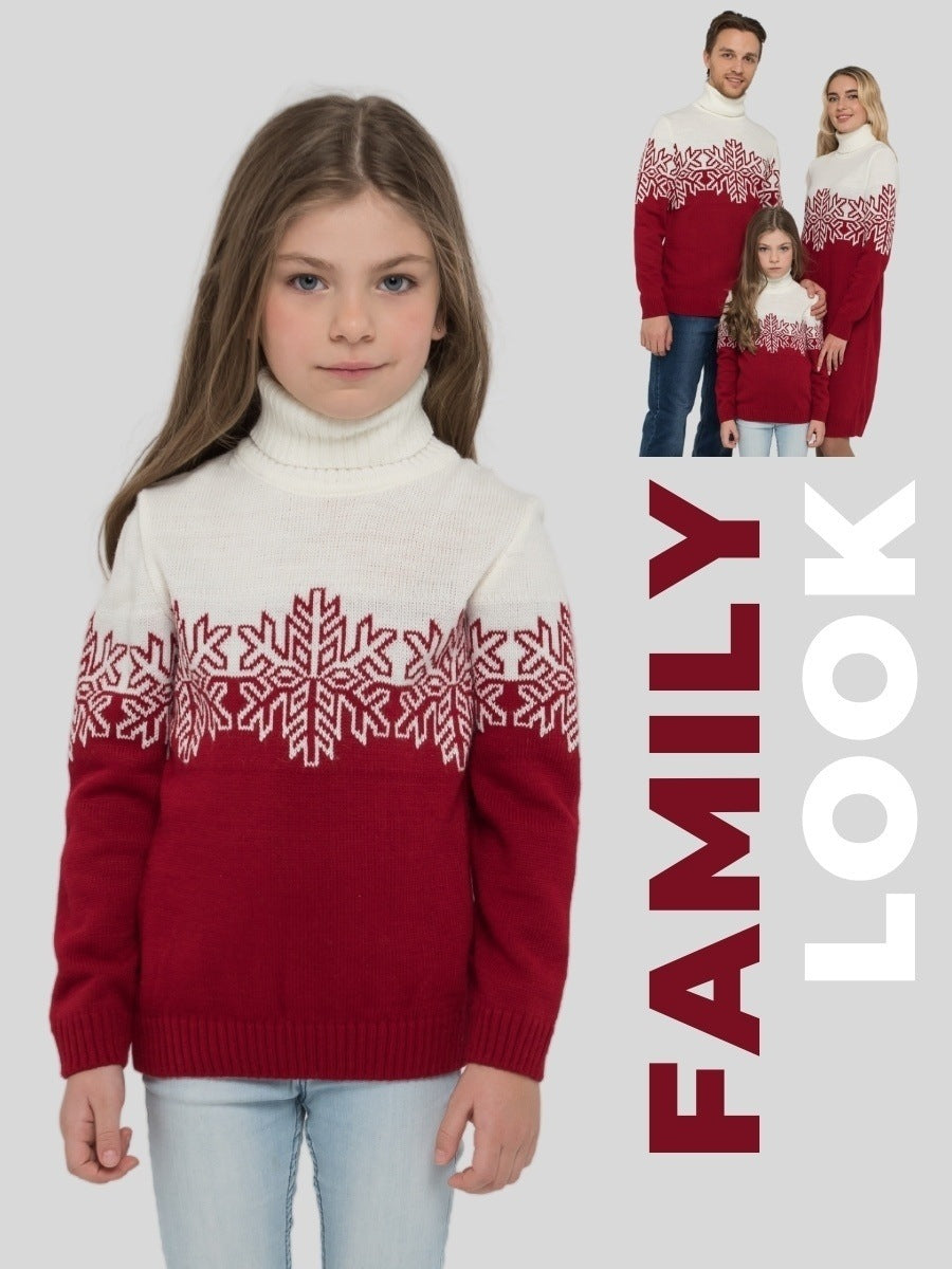 Women's Red and White Snowflake Christmas Sweater Dress & Matching Family Sweaters - KaleaBoutique.com